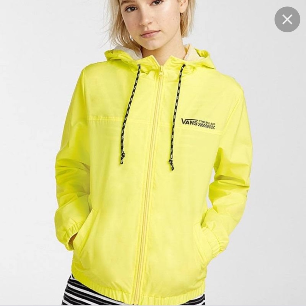 NWOT Vans neon yellow windbreaker jacket